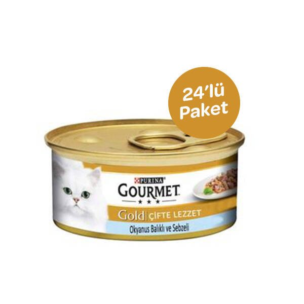 Gourmet Gold Çifte Lezzet Okyanus Balığı ve Sebzeli Kedi Konservesi 85 GR * 24 ADET - 1