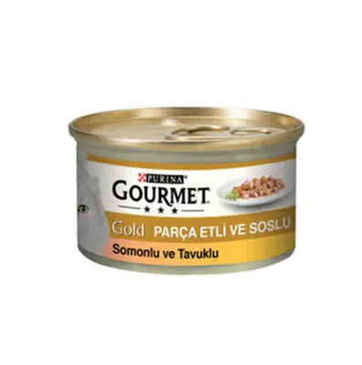 Gourmet Gold Parça Etli Somonlu ve Tavuklu Yaş Kedi Maması 85 GR * 24 ADET - 2