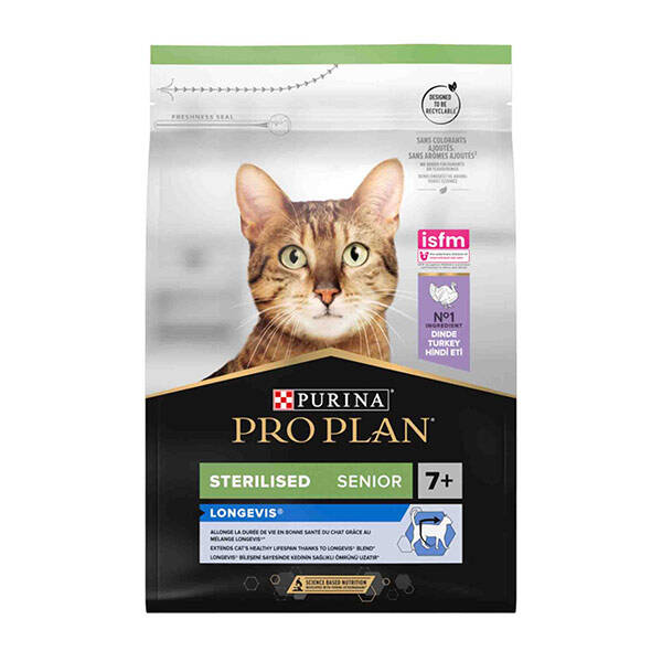 Pro Plan Sterilised Hindili Kısırlaştırılmış Yaşlı Kedi Maması 3 kg - 1