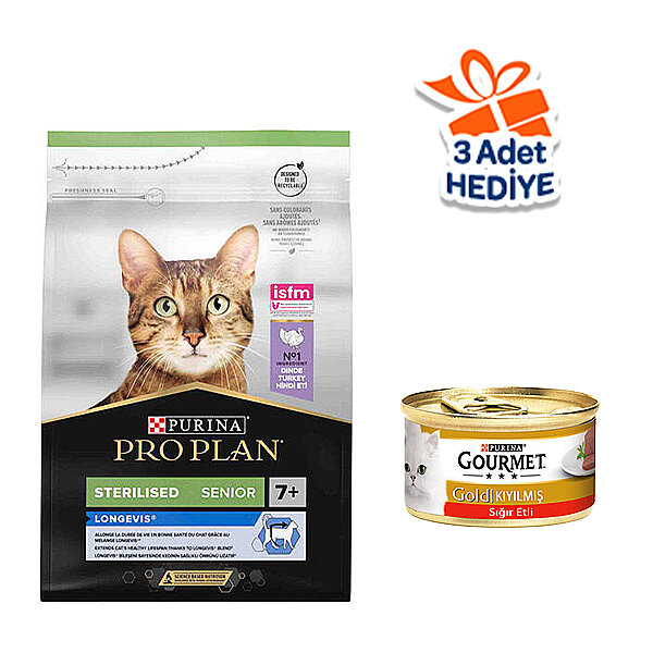 Pro Plan Sterilised Hindili Kısırlaştırılmış Yaşlı Kedi Maması 3 kg