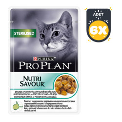 Pro Plan Nutri Savour Kısır Kedi Balıklı Yaş Mama 85 GR*6 Adet