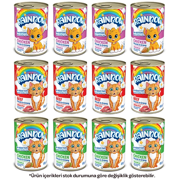Rainbow Karışık Kedi Yaş Maması 400 gr X 12 Adet - 1