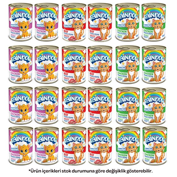 Rainbow Karışık Kedi Yaş Maması 400 gr X 24 Adet - 1