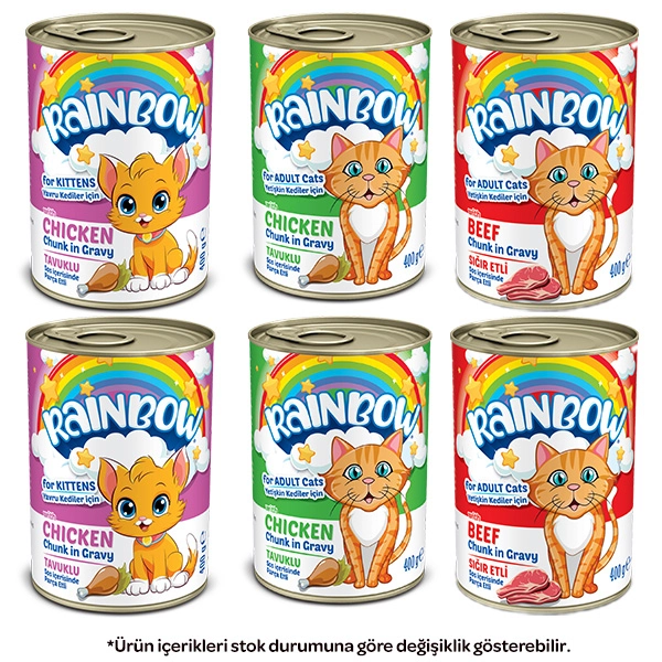 Rainbow Karışık Kedi Yaş Maması 400 gr X 6 Adet - 1