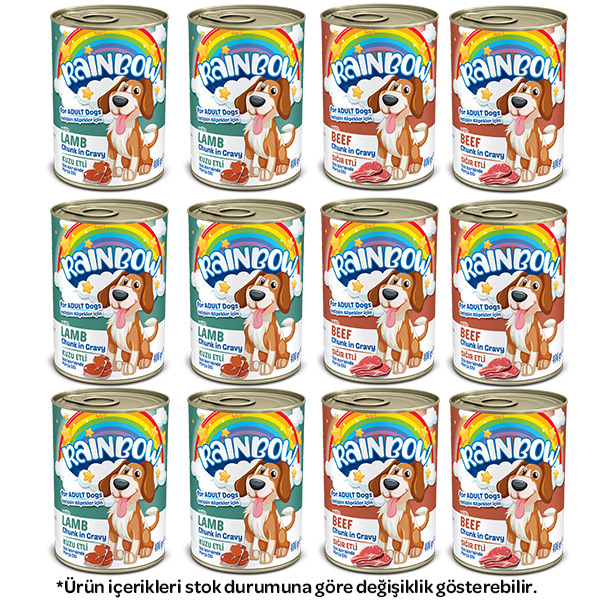 Rainbow Karışık Köpek Yaş Maması 400 gr X 12 Adet - 1