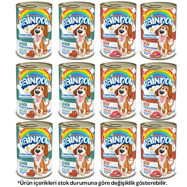 Rainbow Karışık Köpek Yaş Maması 400 gr X 12 Adet - 1