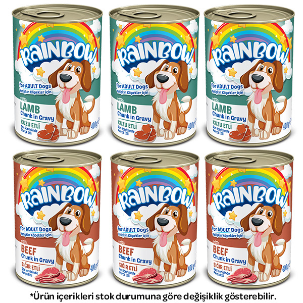 Rainbow Karışık Köpek Yaş Maması 400 gr X 6 Adet - 1