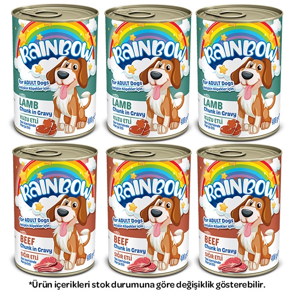 Rainbow Karışık Köpek Yaş Maması 400 gr X 6 Adet - 1