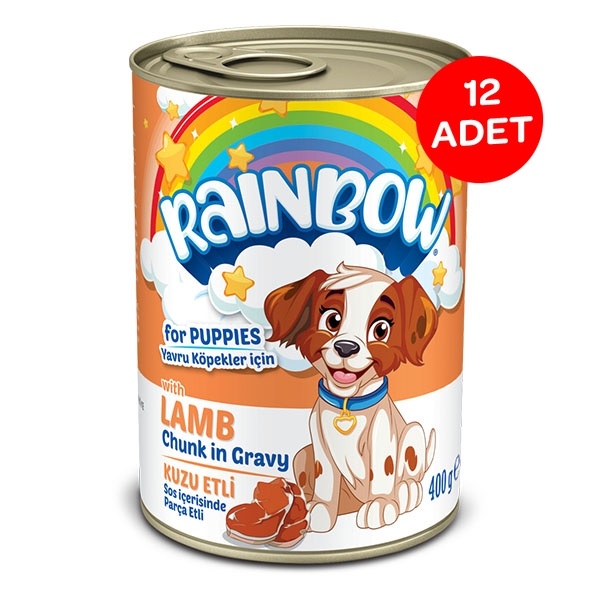 Rainbow Kuzulu Parça Etli Yavru Köpek Yaş Maması 400gr X 12 Adet - 1