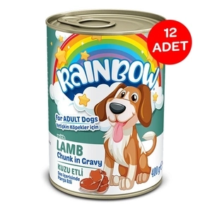 Rainbow Kuzulu Parça Etli Yetişkin Köpek Konservesi 400gr X 12 Adet