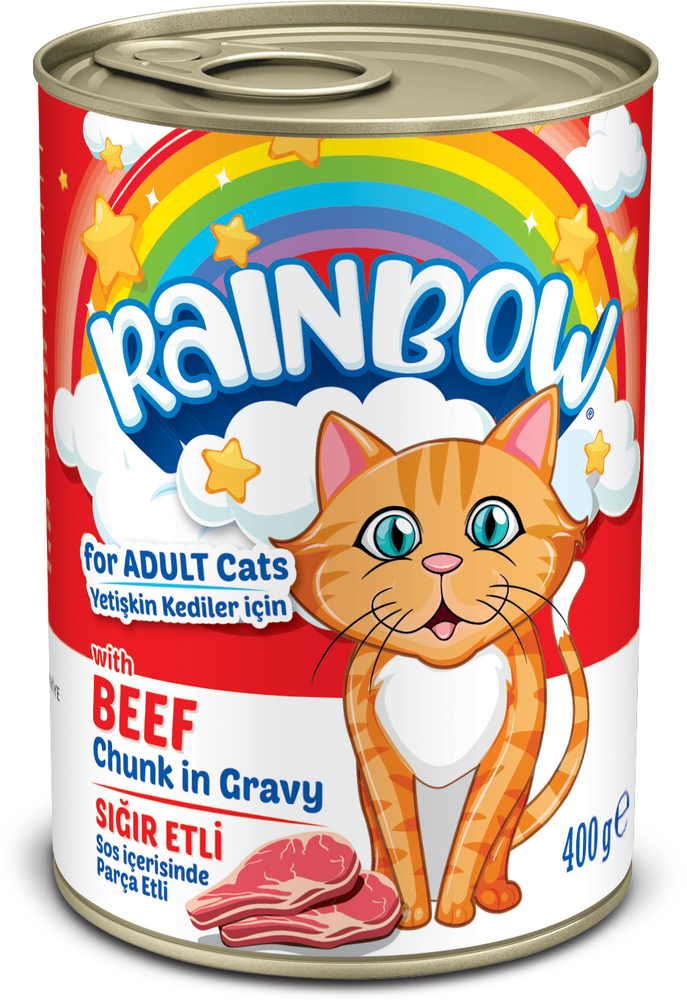 Rainbow Sığır Etli Parça Yetişkin Kedi Yaş Maması 400gr - 1