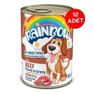 Rainbow Sığır Etli Parça Yetişkin Köpek Konservesi 400gr X 12 Adet