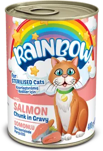 Rainbow Somonlu Parça Etli Kısırlaştırılmış Yetişkin Kedi Konservesi 400gr