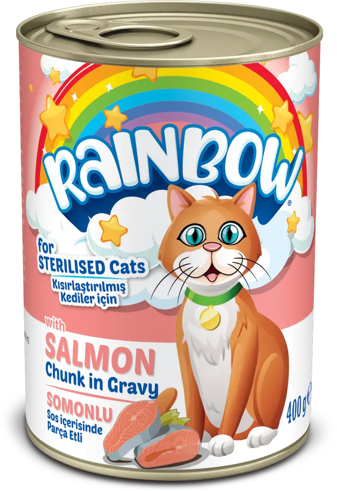 Rainbow Somonlu Parça Etli Kısırlaştırılmış Yetişkin Kedi Konservesi 400gr - 1