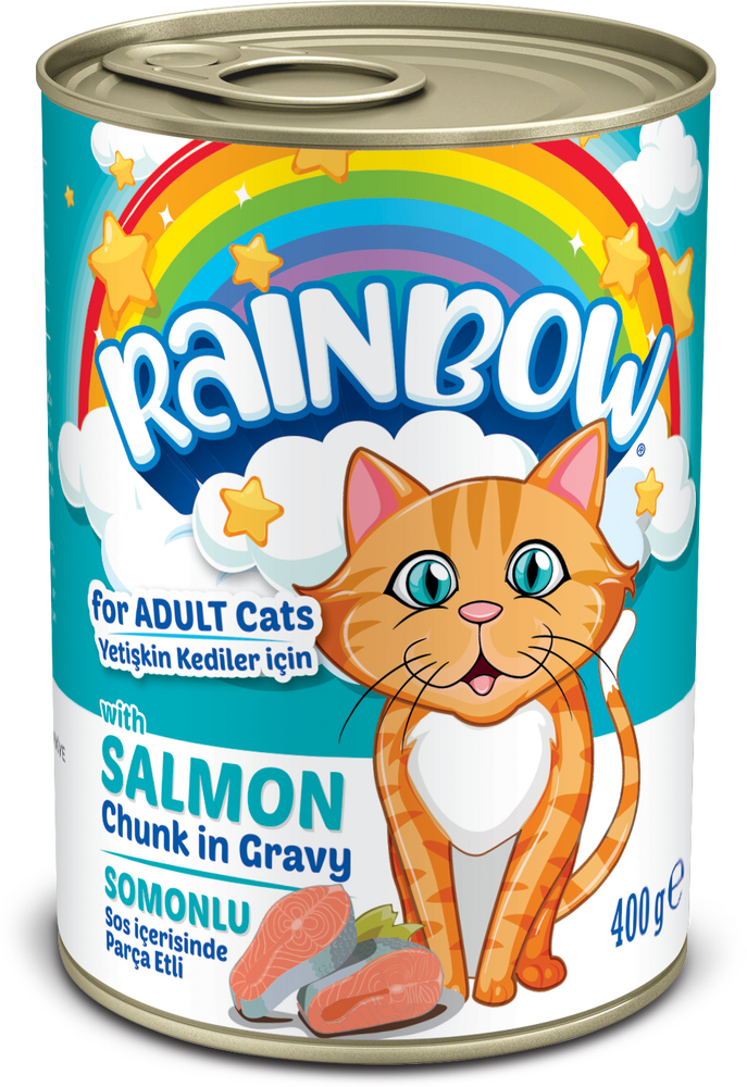 Rainbow Somonlu Parça Etli Yetişkin Kedi Yaş Maması 400gr - 1
