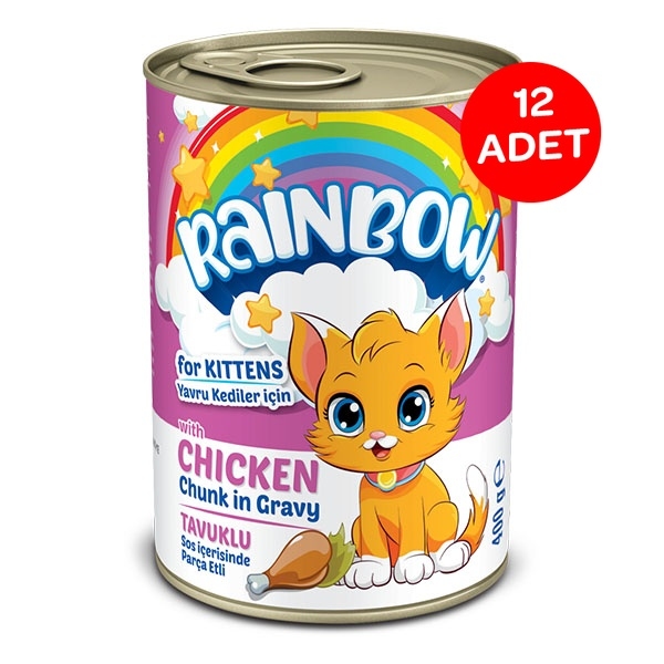 Rainbow Tavuklu Parça Etli Yavru Kedi Yaş Maması 400gr X 12 Adet - 1