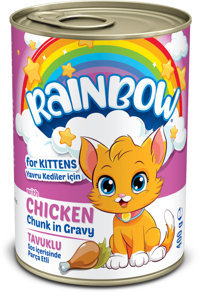 Rainbow Tavuklu Parça Etli Yavru Kedi Yaş Maması 400gr - 1