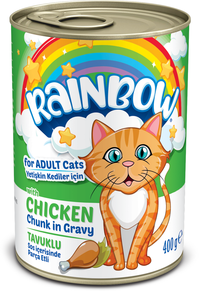 Rainbow Tavuklu Parça Etli Yetişkin Kedi Yaş Maması 400gr - 1