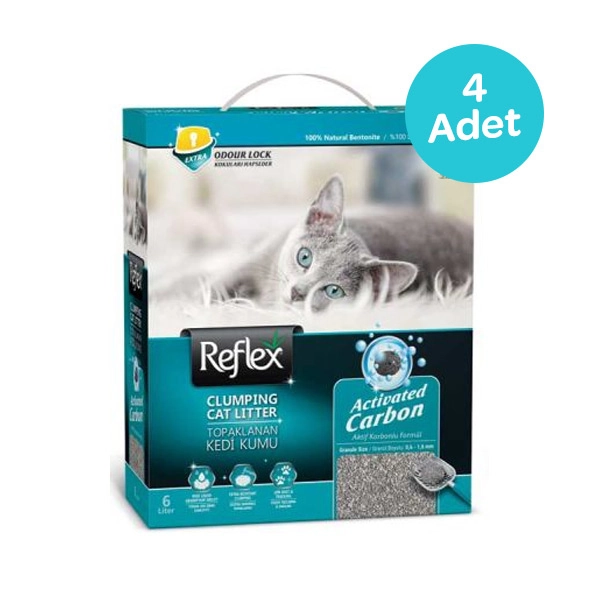 Reflex Aktif Karbonlu Topaklanan Kedi Kumu 6 LT x 4 Adet - 1