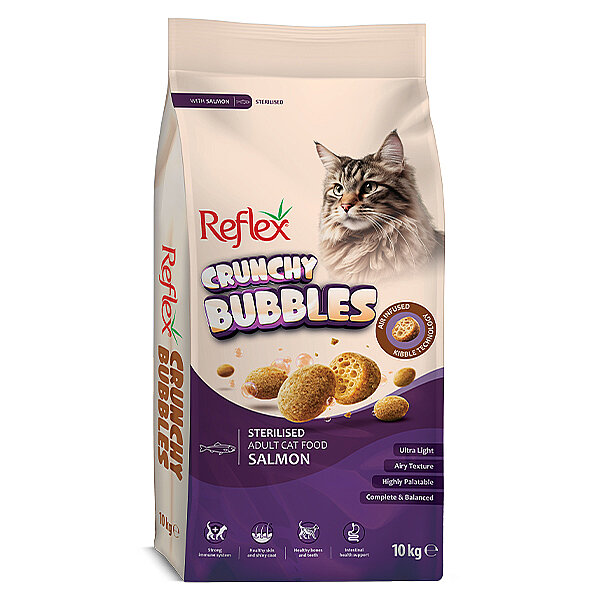 Reflex Crunchy Bubble Somonlu Kısırlaştırılmış Yetişkin Kedi Maması 10 kg - 1