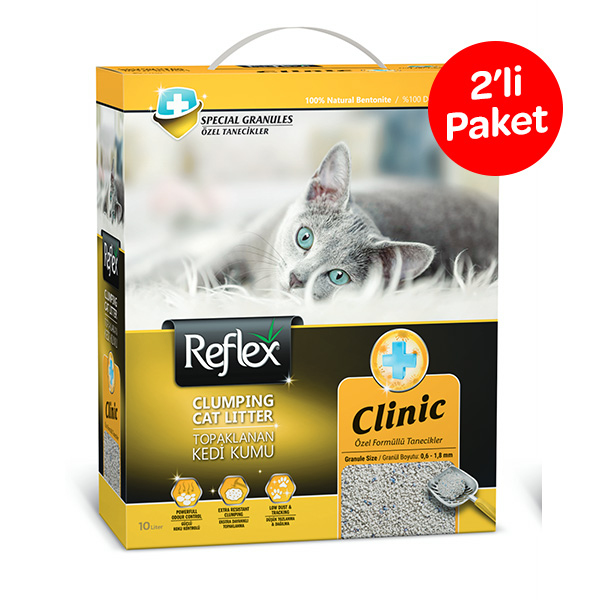 Reflex Klinik Özel Formüllü Tanecikli Topaklanan Kedi Kumu 10 L (2 Adet) - 1