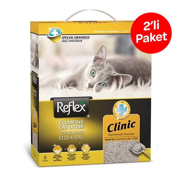 Reflex Klinik Özel Formüllü Tanecikli Topaklanan Kedi Kumu 6 L (2 Adet) - 1