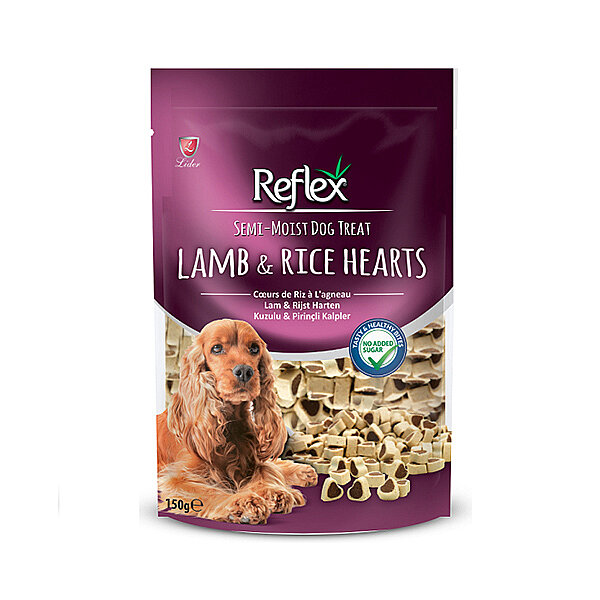 Reflex Kuzulu ve Pirinçli Mini Kalpli Yarı Yumuşak Köpek Ödül Maması 150 g - 1