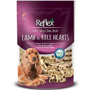 Reflex Kuzulu ve Pirinçli Mini Kalpli Yarı Yumuşak Köpek Ödül Maması 150 gr