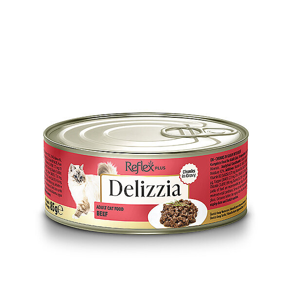 Reflex Plus Delizzia Sos İçinde Dana Parça Etli Yetişkin Kedi Konservesi 85gr