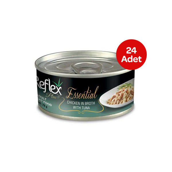 Reflex Plus Essential Tavuklu ve Ton Balıklı Yetişkin Kedi Yaş Maması 70 g (24 Adet) - 1
