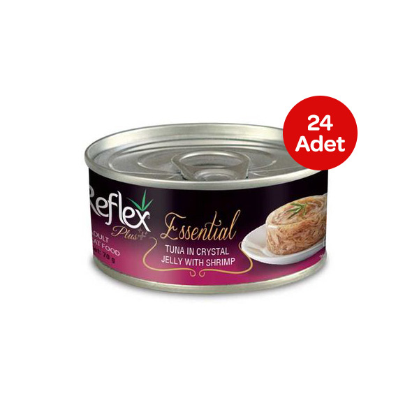 Reflex Plus Essential Ton Balıklı ve Karidesli Jel Kedi Yaş Maması 70gr X 24 Adet - 1
