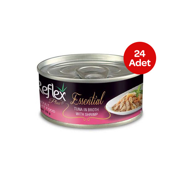 Reflex Plus Essential Ton Balıklı ve Karidesli Kedi Yaş Maması 70gr X 24 Adet - 1