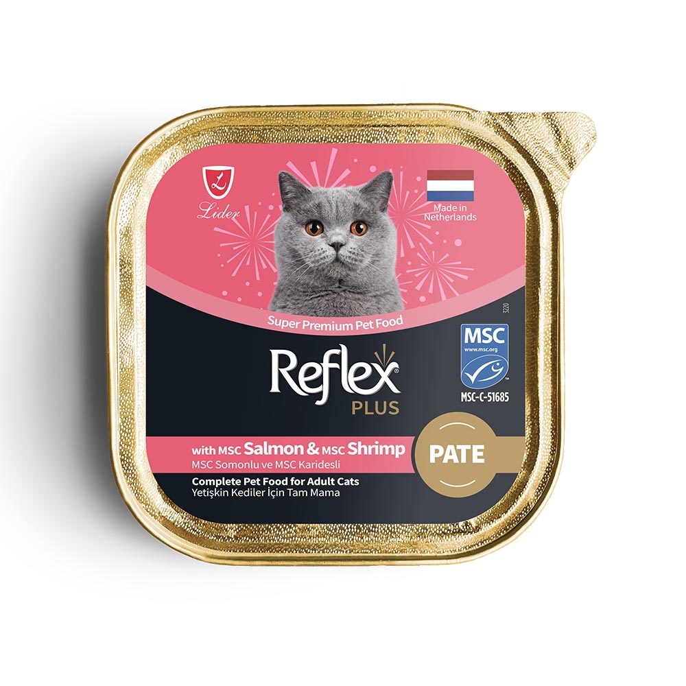 Reflex Plus Somonlu ve Karidesli Ezme Yetişkin Kedi Yaş Maması 85 g - 1