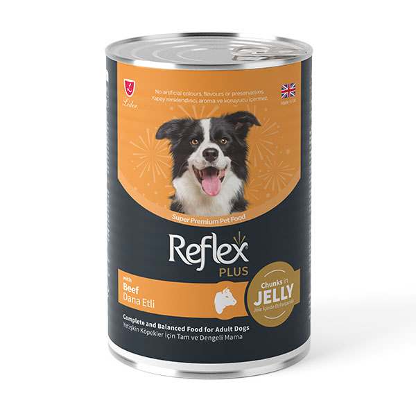 Reflex Plus Jöle İçinde Et Parçacıklı Dana Etli Yetişkin Köpek Yaş Maması 400 g - 1