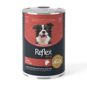 Reflex Plus jöle içinde et parçacıklı kuzu etli yetişkin köpek maması 400 gr