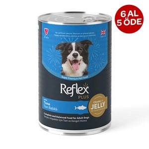 Reflex Plus jöle içinde et parçacıklı ton balıklı yetişkin köpek maması 400 gr - 2