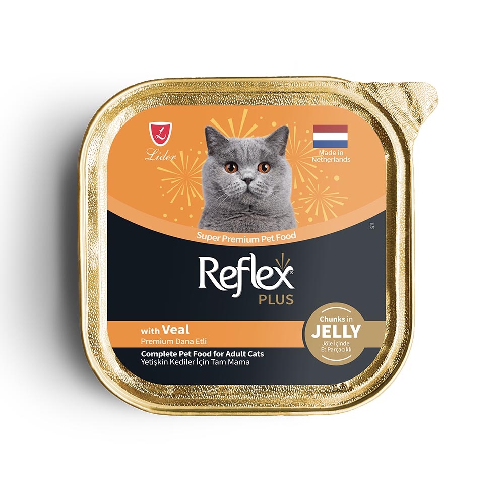 Reflex Plus Jöle İçinde Parça Dana Etli Yetişkin Kedi Yaş Maması 85 g - 1