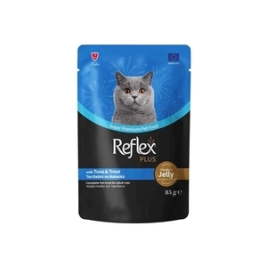 Reflex Plus Jöle İçinde Parça Ton Balıklı ve Alabalıklı Yetişkin Kedi Konservesi 85gr - 2