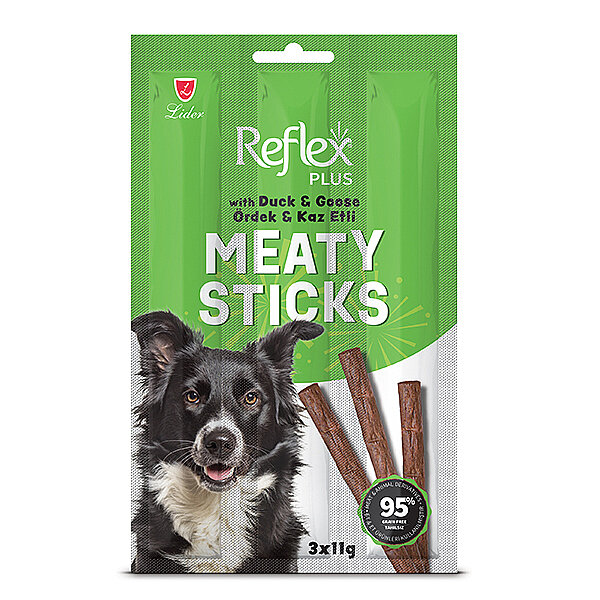 Reflex Plus Meaty Sticks Ördek ve Kaz Etli Tahılsız Köpek Ödül Çubuğu 3x11 Gr - 1