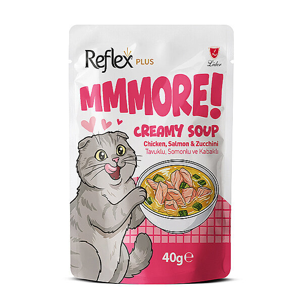 Reflex Plus MMMORE Tavuklu, Somonlu ve Kabaklı Kremalı Kedi Çorbası 40 g