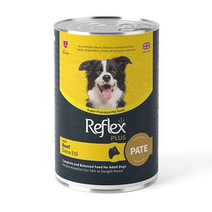 Reflex Plus pate içinde et parçacıklı dana etli yetişkin köpek maması 395 gr