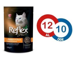 Reflex Plus Pouch Jelly Tavşan ve Ördekli Jöleli Kedi Yaş Mama 100 GR * 12 Adet