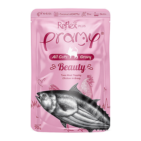 Reflex Plus Pramy Beauty Sos İçinde Ton Balıklı ve Tavuk Etli Kedi Yaş Maması 70 g - 1