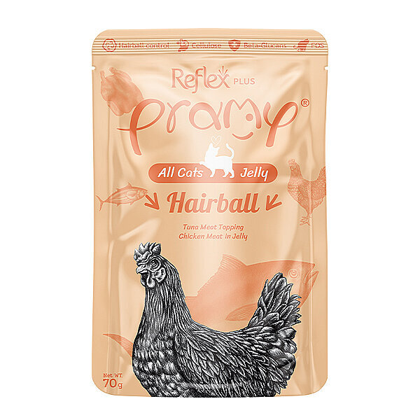 Reflex Plus Pramy Hairball Jöle İçinde Ton Balıklı ve Tavuk Etli Kedi Yaş Maması 70 g