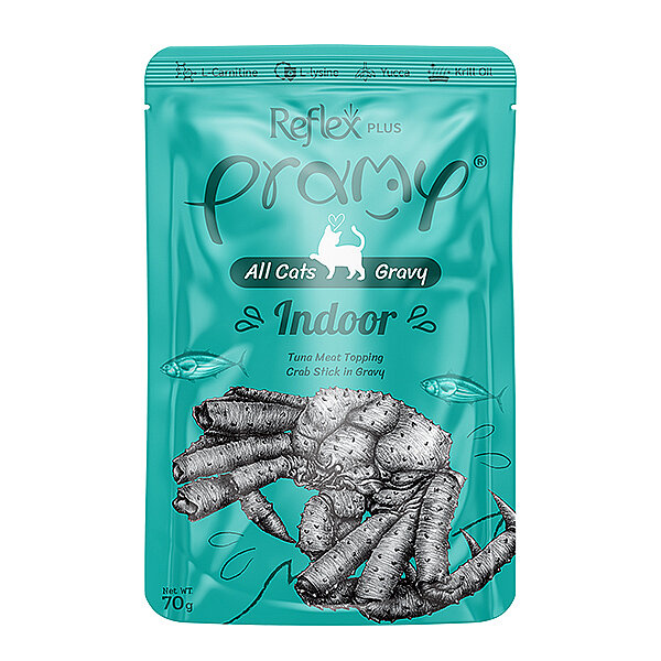 Reflex Plus Pramy Indoor Sos İçinde Yengeçli ve Ton Balıklı Kedi Yaş Maması 70 g - 1