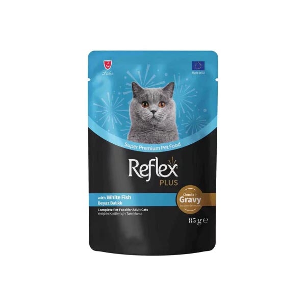 Reflex Plus Sos İçinde Et Parçacıklı Beyaz Balıklı Yetişkin Kedi Yaş Maması 85gr - 1