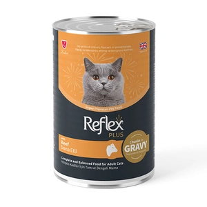 Reflex Plus sos içinde et parçacıklı dana etli yetişkin kedi maması 400 gr