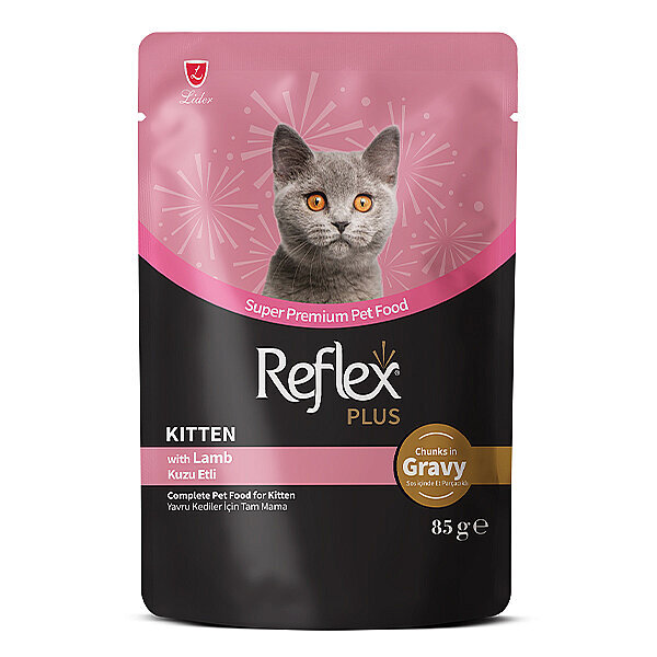 Reflex Plus Sos İçinde Et Parçacıklı Kuzu Etli Yavru Kedi Yaş Maması 85 g