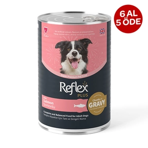 Reflex Plus sos içinde et parçacıklı somonlu yetişkin köpek maması 400 gr - 2