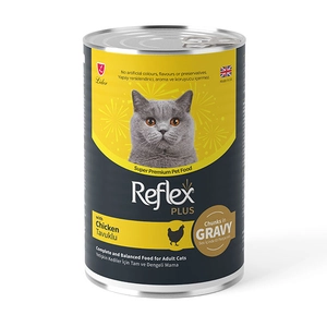 Reflex Plus sos içinde et parçacıklı tavuklu yetişkin kedi maması 400 gr